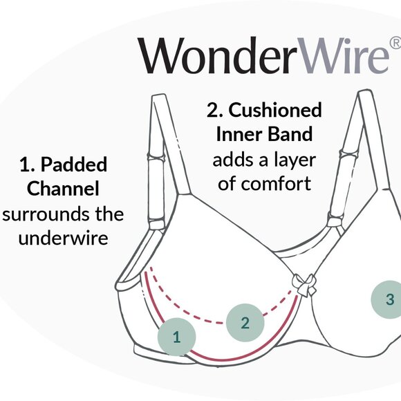 Glamorise 46F WONDERWIRE Bra Satin & Lace UNDERWIRE (FLEXI SIDE BONES) Ivory NEW - Picture 14 of 16